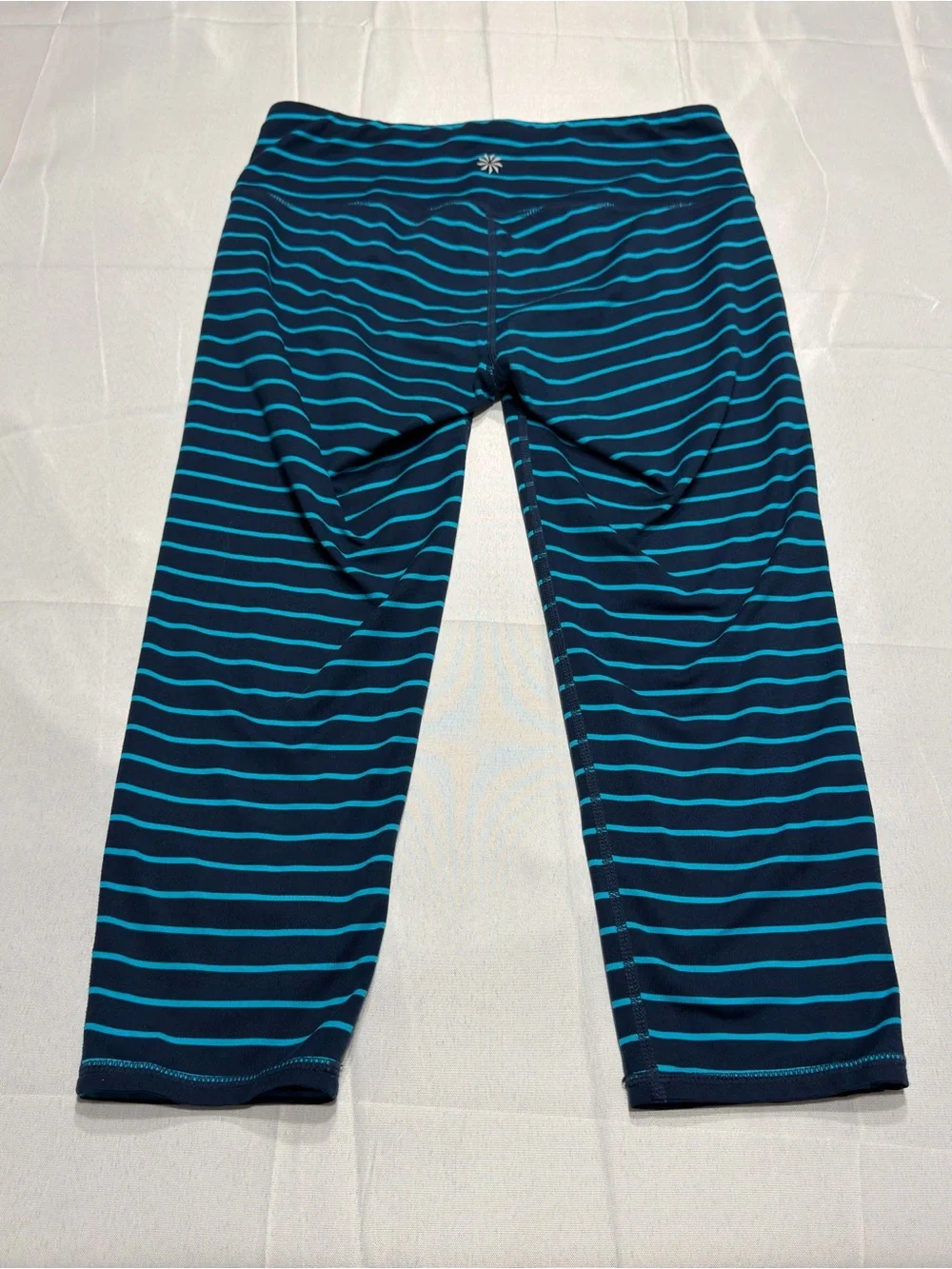 Athleta Capri Leggings Small Navy Flash Blue Stripe Yoga